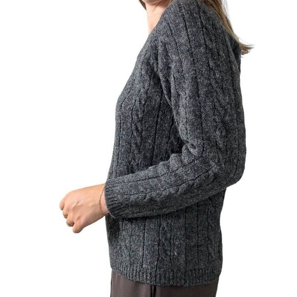 Vintage 1990s Express Charcoal Grey 100% Wool Ribbed Minimalist Sweater Sz S - Picture 6 of 7